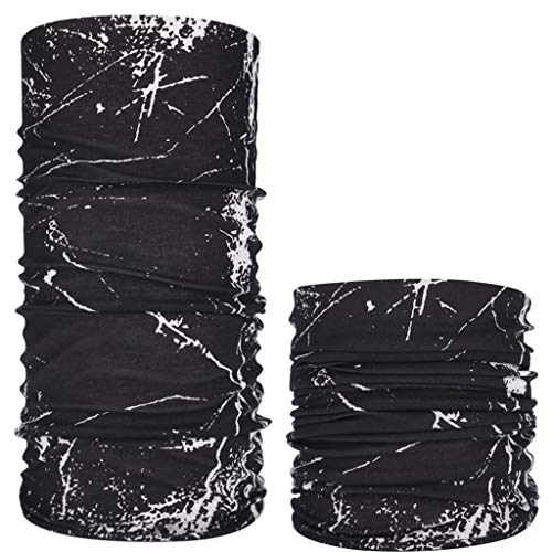 Tuscom Headwear, Seamless Bandana, Neck Gaiter, Face Mask, Balaclava, Magic Scarf, Sweatband, Headwrap, Neckwarmer, Multifunctional Head Scarf for Fishing, Motorcycling, Riding, Raves (Black)