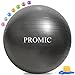 PROMIC Exercise Ball (65 cm) with Foot Pump, Professional Grade Anti Burst & Slip Resistant Stability Balance Yoga Ball for Yoga, Workout, Cardio Drumming, Classroom, Work Ball Chair (Black)