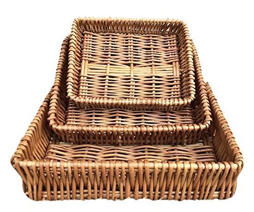 Red Hamper Shallow Wicker Tray Set of 3