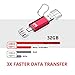 mosDART 32GB Type C Dual Flash Drive (USB-A 3.0 / USB-C3.0) High Speed for USB C Smartphones,USB-C Tablets,Red (NOT for Micro USB Port)