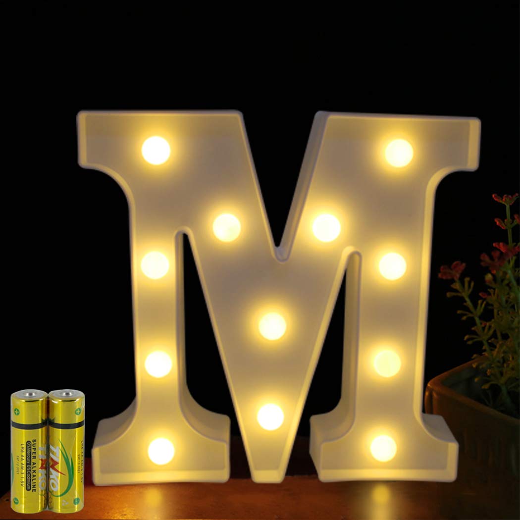 HONPHIER® Letter Lights Decorative LED Alphabet Lights Marquee Decoration Light Up Sign Night Light Battery Operated for Birthday Party Wedding Receptions Holiday Bar Home Bedroom Bath Bar Decor (M)