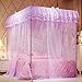 UOZZI BEDDING 4 Corners Post Purple Canopy Bed Curtain for Girls & Adults - Cute Cozy Drape Square Netting for Twin Bed - 4 Opening 58