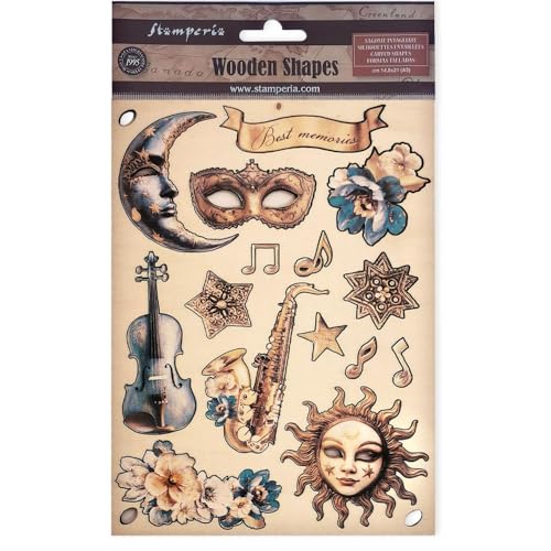Stamperia KLSP178 Coloured Wooden Shapes, Brown, One Size