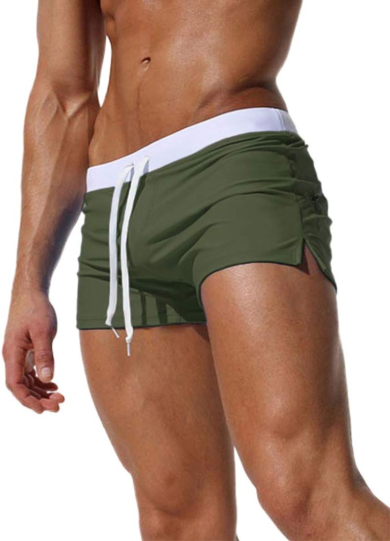 Men's Swim Shorts Trunks Beach Boxers with Zip Pocket