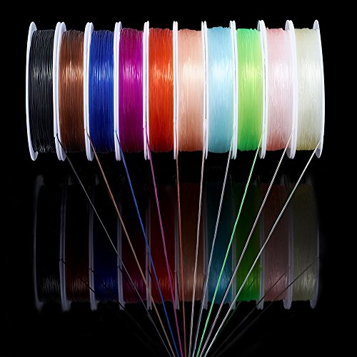 Pandahall 10 Rolls Jewelry Beading Cords Crystal Thread for Stretch Bracelet Making, Mixed Color, 0.8mm 10m/roll