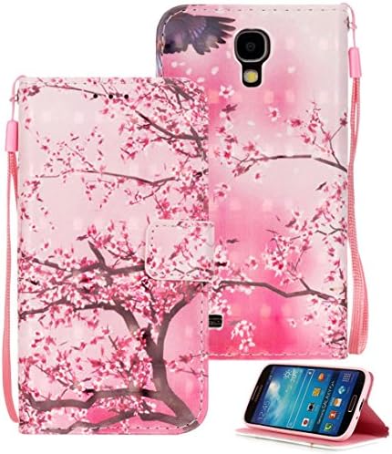 Galaxy S4 Case, S4 Case, Galaxy S4 Wallet Case, Etubby [Wallet Stand] PU Leather Wallet Flip Protective Case with Card Slots and Wrist Strap for Samsung Galaxy S4 i9500 (2013) - Sakura-F