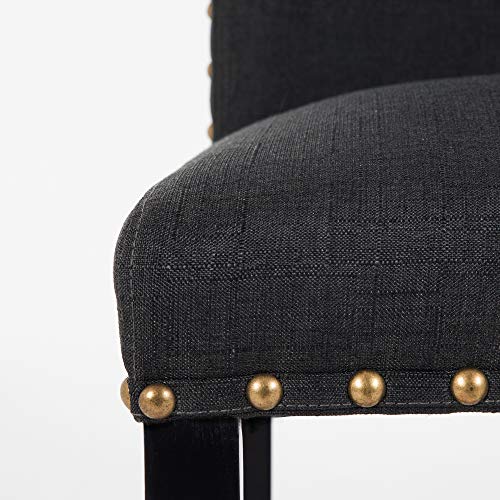GOTMINSI Nailhead 24" Counter Height Stools Upholstered Bar Stools with Solid Wood Legs, Set of 2 (Charcoal) - Thumbnail 5