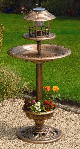 Gablemere Bird Bath With Solar Light Bird Feeder Planter Amazon