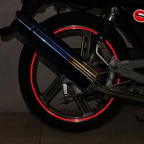 INSFIRE Universal Car Motorcycle Scooter Wheel Safety Rim Stripe Reflective Decal Sticker Tire Tape for Yamaha Honda KTM Suzuki Kawasaki Aprilia (Red)