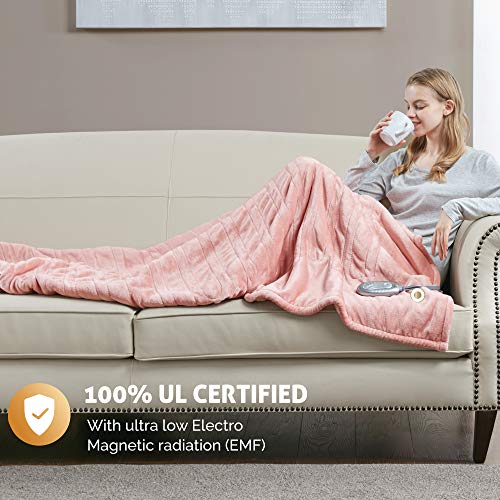 Hyde Lane Luxury Heated Electric Blanket Throw Oversized 60 x 70 Blush Pink Fuzzy