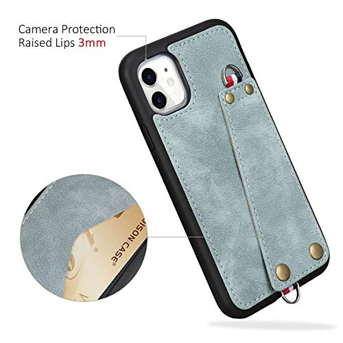 JISON21 iPhone 11 case with Lanyard,iPhone 11 Case Crossbody Chain with Credit Card Holder Slot Adjustable Detachable Strap Leather Case Cover for Apple iPhone 11 6.1 inch 2019