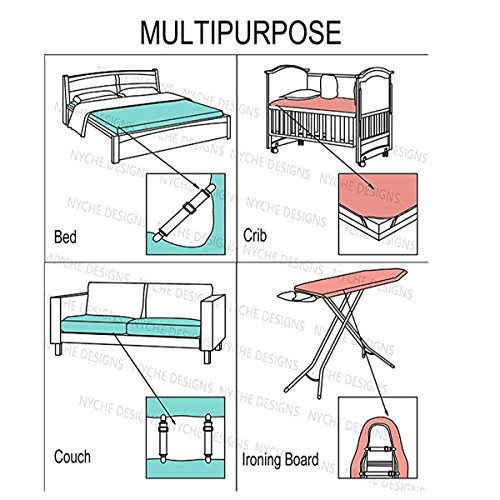 DWR Sheet Straps,Black Adjustable Bed Corner Sheet Holder Elastic Straps Fasteners Clips Grippers Suspenders
