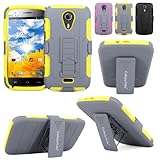 Cellularvilla Kickstand Case For BLU Studio 5.0 D530 Yellow Grey 3pc 3rd Gen Hard Soft Hybrid Kickstand Case with Holster Belt Clip Case Cover