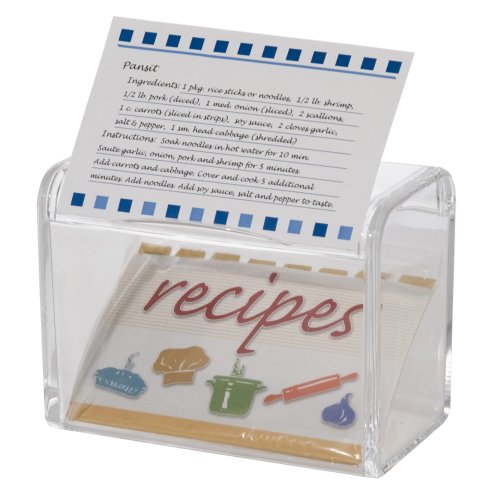 US Acrylic® Clear Acrylic Recipe Box with 3 1/2" x 5" Index Cards Buy