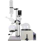 HNZXIB Lab Rotary Evaporator #RE-501, 5L High Borosilicate Glass, 304 Stainless Steel Water Bath, Digital Display &amp; Stepless Speed Control, Manual Lifting, Vertical Coiled Condenser, 220V/60HZ