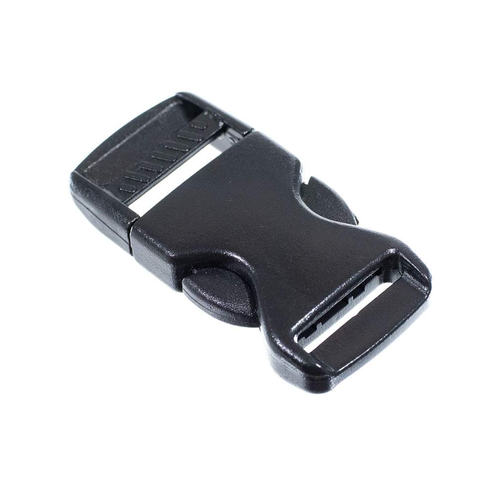 5 Pack - Flat Plastic Buckles for Paracord Bracelets, Dog Harnesses, Bag Straps, and Webbing - Black - 3/4 Inch