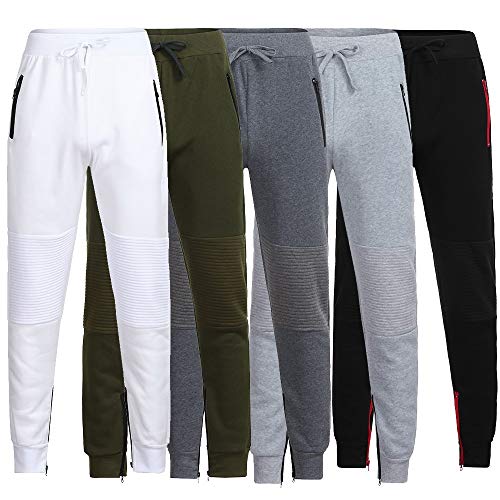 AgrinTol Mens Sports Pants, Men's Autumn Winter Joggers Patchwork Zipper Drawstring Sweatpants Trouser Pants Black