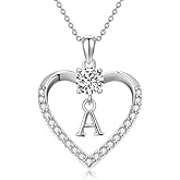 Ndocex Heart Initial Necklace for Women S925 Sterling Silver CZ Heart Letter Necklace for Women Mom Her