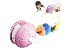 Interactive Cat Toy, 2026 New Newly Upgraded 3-in-1 Automatic Cat Toy, Indoor Cat Toy with Feather Attachment and Laser Inter
