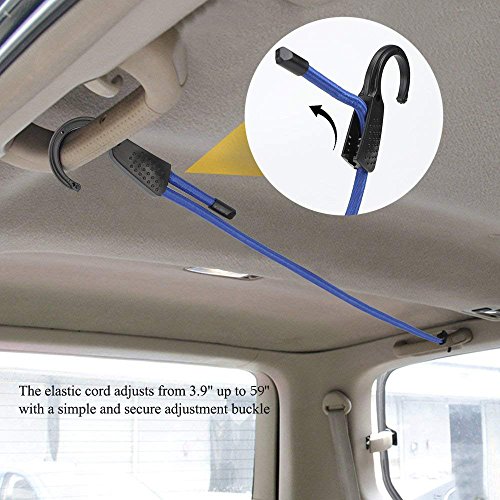 Drhob 2 Pack 59" Adjustable Elastic Bungee Cords Luggage Straps Ropes Belts Clotheslines with Hooks for Car, Motorcycle, Bike, Baggage,Tarp Tie Down,Cargo