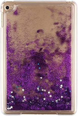 Nasin iPad Mini 4 Case, iPad Mini 4 Case, Creative Design Bling Glitter Shiny Quicksand Sparkle Flowing Floating Liquid Transparent Plastic Back Cover (Purple)