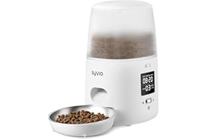 Syvio Automatic Cat Feeder White, Automatic Cat Food Dispenser with Dual Power Supply, 3L/13Cups Cat Feeder, Pet Feeder for Cat & Dog with 10S Voice Recorder, Pet Food Dispenser 1-6 Meal Timer Control