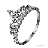 Dainty Black Rhodium-plated Sterling Silver Princess Crown Ring