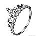 Dainty Black Rhodium-plated Sterling Silver Princess Crown Ring