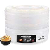 Elite Gourmet Digital Food Dehydrator, 5x12.5" Trays, 48-Hr Timer | BPA-Free, 95-158&deg;F, Jerky &amp; Fruit, White, EFD770WD