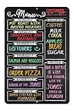 Chalkboard Style Menu Board 12 x 18 Tin Sign Durable and Easy Hanging on Wall