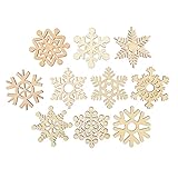 Tinksky 10pcs Assorted Wooden Snowflake Cutouts Craft Embellishment Gift Tag Wood Ornament for Weding Christmas DIY