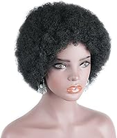 Short Afro Puffy Synthetic Hair Wig Andromeda Natural Black Heat