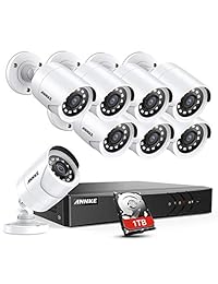 ANNKE 8CH Sistema de vigilancia de seguridad H.264+ 1080P Lite DVR con disco duro de 1 TB y (8) × 1080P HD impermeable CCTV sistema de cámara, visión nocturna de 100 pies, fácil acceso remoto