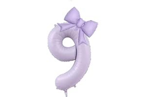 40 Inch Matte Purple Number 9 Balloon Whit Bow Balloons 9th Birthday Balloons Party Decorations for Girls Purple Butterfly Pa
