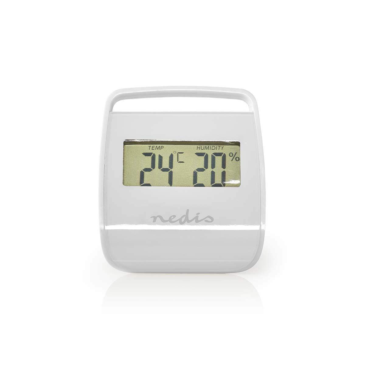 Nedis Digital Thermometer & Hygrometer, Indoor Temperature & Humidity Monitor, LCD Display, Battery Powered – Ensure a Comfortable and Healthy Indoor Climate, With Stand & Magnetic Mount – White
