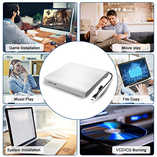 iGylar External CD DVD Drive, USB 3.0 & Type C External DVD CD Player, Plug & Play Burner High Speed Data Transfer DVD Player for Laptop Notebook PC Support Windows/Vista/7/8/10, Mac OS & Linux - Thumbnail 6