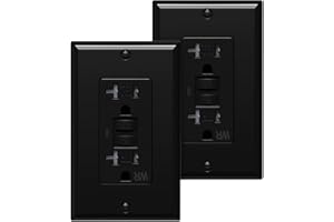 WEBANG 20 Amp GFCI Outlet, Tamper Resistant/Weather Resistant(WR) Receptacle, Self-Test Ground Fault Circuit Interrupter with LED Indicator, Wall Plates and Screws Included, UL Listed, Black, 2 Pack