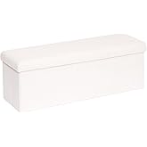 B FSOBEIIALEO Small Storage Ottoman Cube Sherpa Ottomans Foot Rest, Foldable Boucle Ottoman Bench, Faux Teddy Fur, Cream White 43.3"x15"x15"