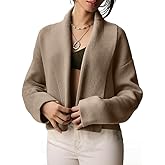Tanming Cropped Cardigan for Women Open Front Sweater Oversized Shawl Lapel Chunky Knit Coatigan