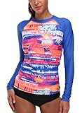 CharmLeaks Long Sleeve Rash Guard Swimwear UPF 50+ Sun Protection Swim Shirts Athletic Tops