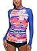 CharmLeaks Long Sleeve Rash Guard Swimwear UPF 50+ Sun Protection Swim Shirts Athletic Tops