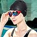 TOPLUS Swim Cap Women, Swimming Cap Waterproof Unisex Swimming Caps for Women and Swimming Cap for Men Silicone No-Slip - Dark Black