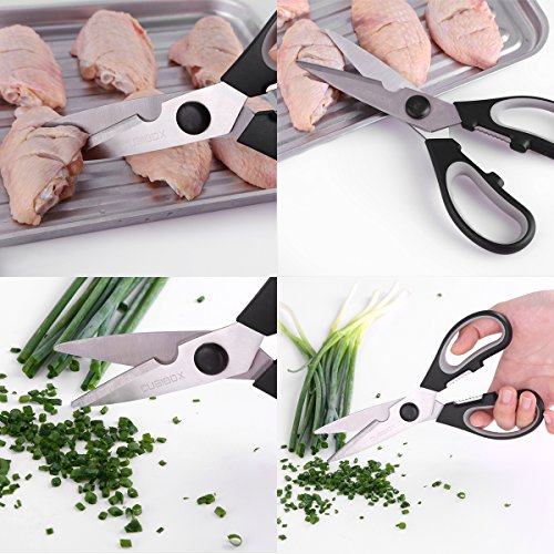 Kitchen Scissors Black, Ultra Sharp Multi-functional Kitchen Shears Come Apart Heavy Duty Non-slip Handle Shears for Cutting Meat, Poultry, Fish, Vegetable (Black) - Thumbnail 4