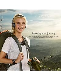 Auriculares inalámbricos con Bluetooth, auriculares de diadema inalámbricos de 1.575 in, graves profundos (15 horas de tiempo de reproducción, cancelación activa de ruido) para viaje, trabajo, TV, ordenador, teléfono   negro