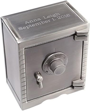 Personalized Anti-Tarnish Brushed Nickel Custom Engraved Vault Piggy Bank