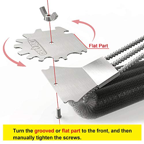 Grill Brush and Scraper Universal Fit - Adjustable BBQ Grill Accessories Cleaning Kit - 12 Grooves Safe 18" Stainless Steel Barbecue Grill Cleaner Wizard Tools for Weber Gas/Charcoal Grilling Grates