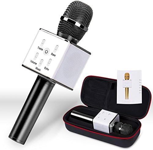 Portable Karaoke Wireless Microphone with Speaker Mic KTV Machine for Singing and Recording with Built-in Bluetooth Speakers and AUX Compatible with iPhone, Android and Smartphones