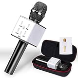 Portable Karaoke Wireless Microphone with Speaker Mic KTV Machine for Singing and Recording with Built-in Bluetooth Speakers and AUX Compatible with iPhone, Android and Smartphones