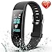 Fitness Tracker, Colorful Activity Tracker Watch with Heart Rate Monitor, Pedometer IP67 Waterproof Sleep Monitor Step Counter, Compatible with iPhone & Android (Black)