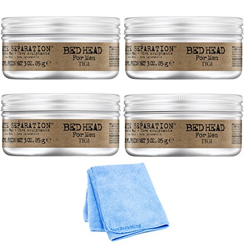 TIGI Bed Head B for Men Matte Separation Workable Wax, 3 Ounces, 4-Pack with Wash Cloth